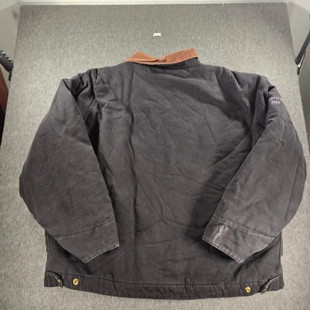 Vintage Tri-Mountain Canvas Detroit Jacket Mens 2XL Black Corduroy Quilt‎ Lined